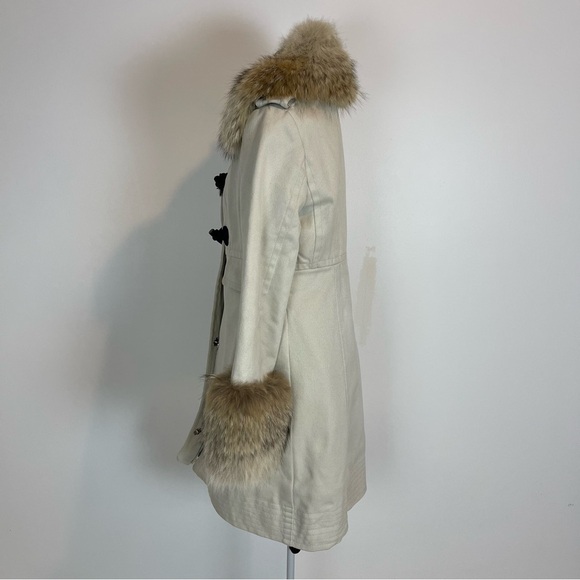Marc by Marc Jacobs Fur trimmed Lined Pea Coat zip up cream size XS pockets - Picture 4 of 11